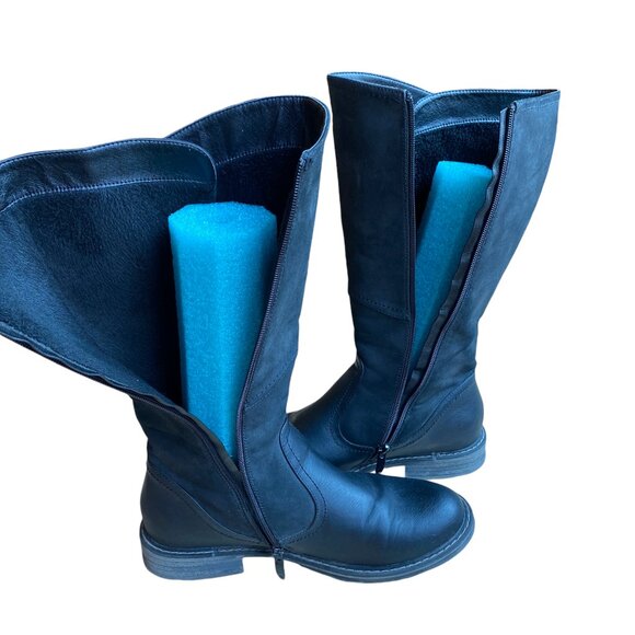 Patrizia Dercetis Faux Leather Suede Tall Boot Black Buckle Riding Country-8 - Picture 10 of 16